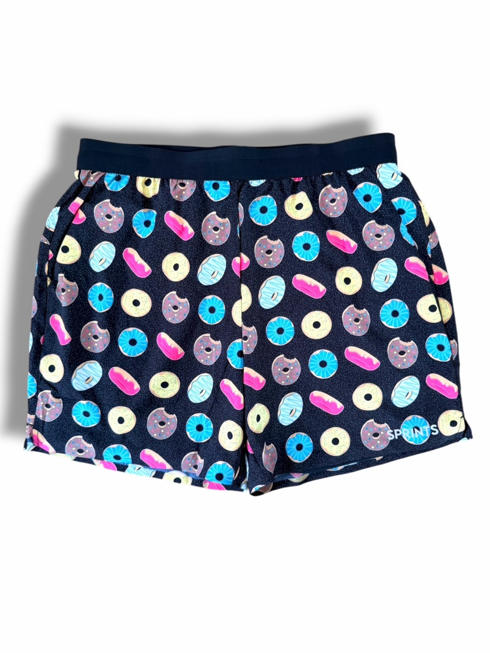 Sprints Mens Avigate 5" Fusion Short Donuts Black & Multicolor High Waist Size L - Picture 3 of 13